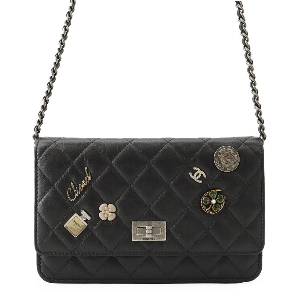 Chanel Chain Wallet 2.55 Lucky Charm Matelassé Coco Mark No. 5 Camellia Clove...